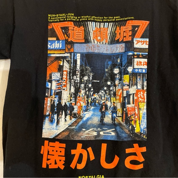 RDQ T-Shirt Small Nostalgia Black Crew Neck 100% Cotton City Tee Top - Picture 2 of 4